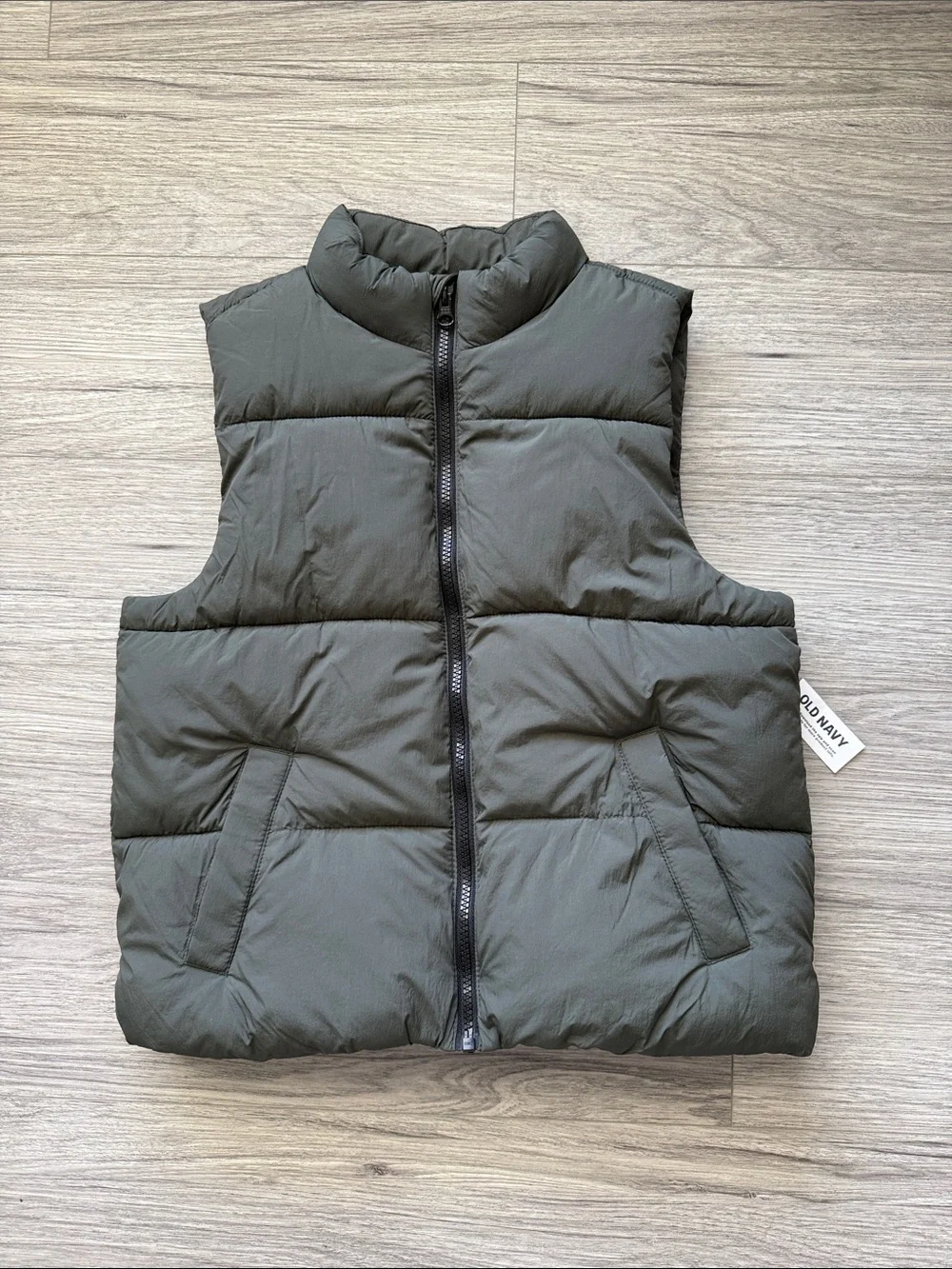 Old Navy Kids Olive Green Quilted Puffer Vest